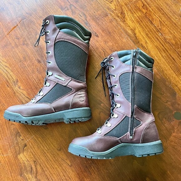 Timberland Girls Tall Purple and Black Leather Lace Up Boots- Size 5 - Picture 1 of 11